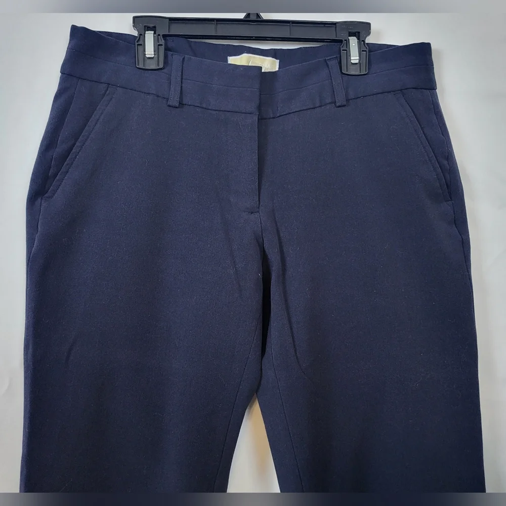 Michael Kors Womens Navy Blue Straight Leg‎ Career Preppy Pants Size 4 Academia